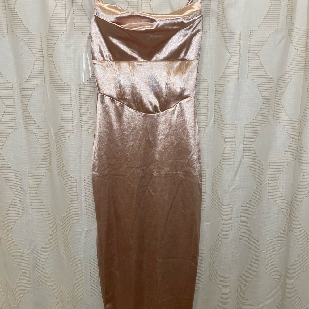 Windsor Gold Sheath Cocktail Dress Sleeveless Cowl Neck